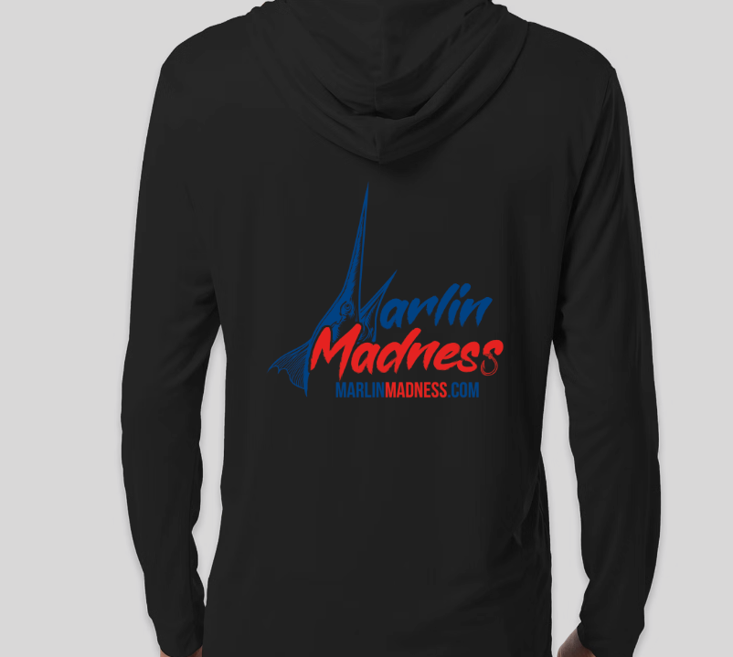 Black Marlin Madness UPF 50 Hooded Fishing Shirt