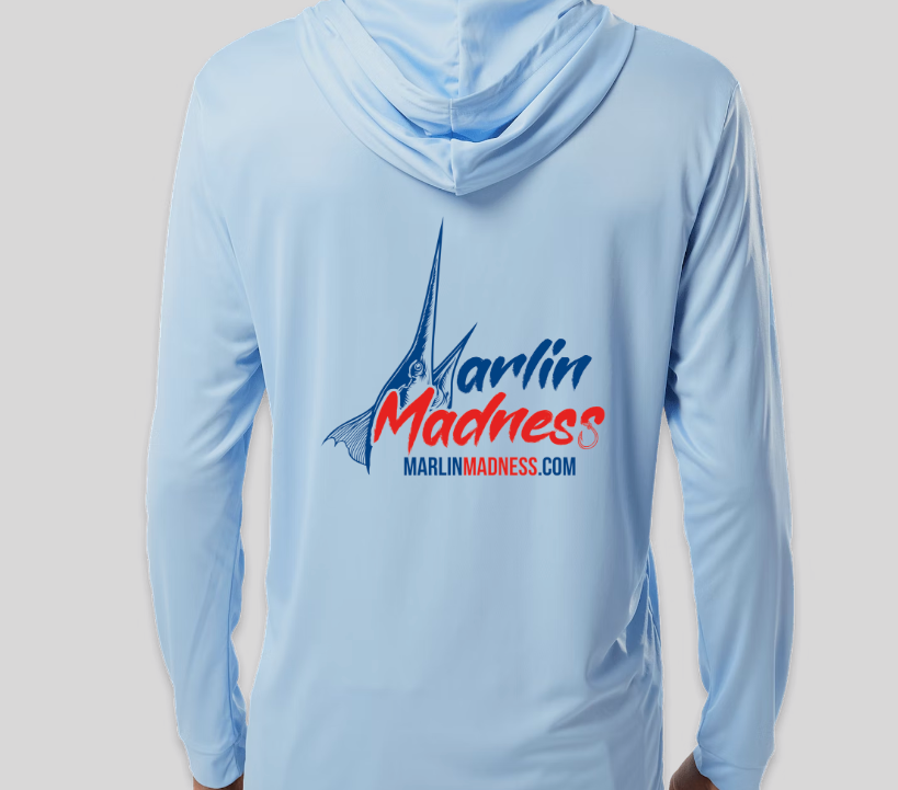 Blue Marlin Madness UPF 50 Hooded Fishing Shirt